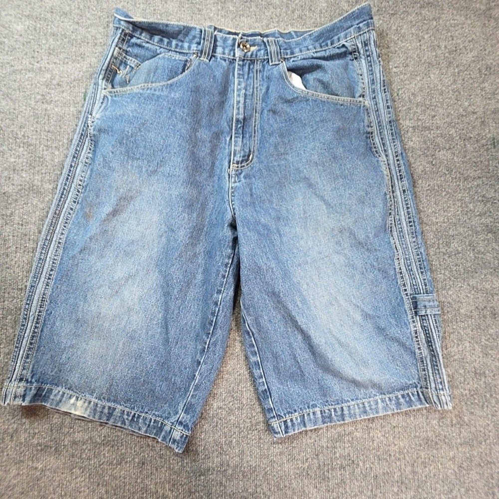 Kani Cargo Shorts Mens 36 Blue Medium Wash Denim Relaxed Fit Casual Summer